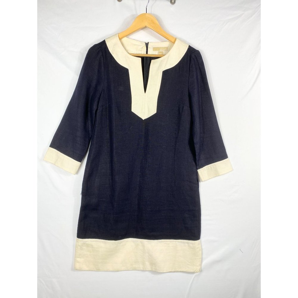 Michael Kors Linen Shift dress Back Zipper Size S Blue